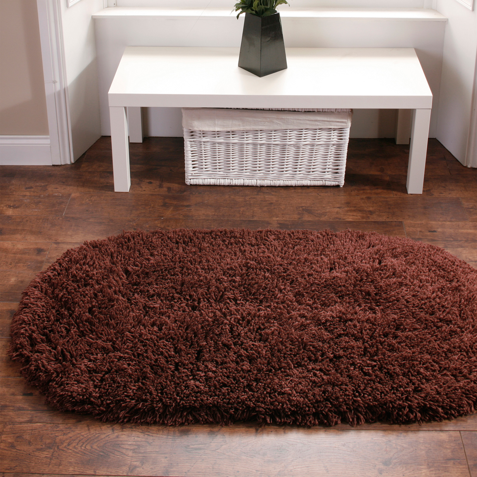 Oval Shaped Carpet Rug 5cm Shaggy Deep Pile Machine Washable 75 x