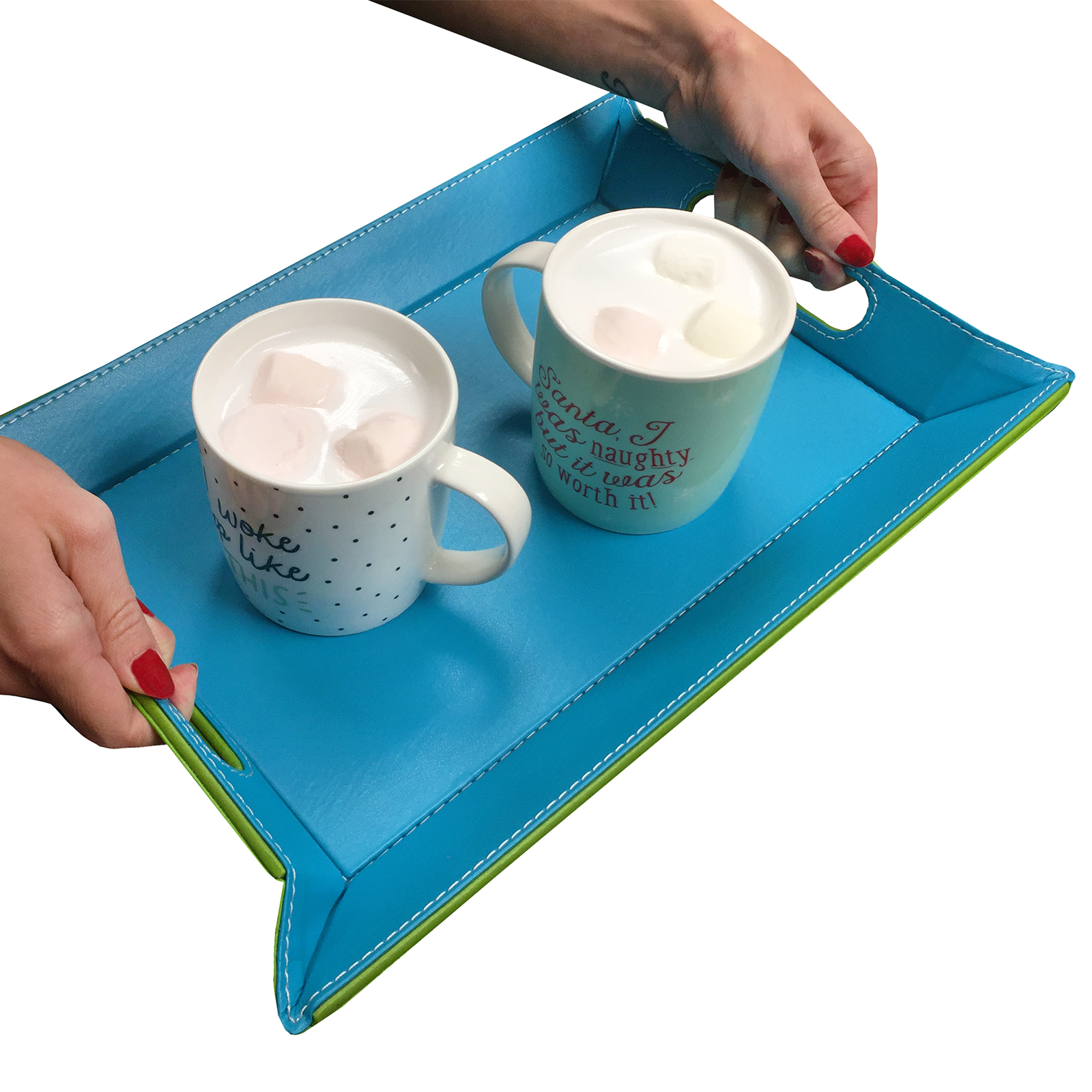 Freeform Serving Tray / Table Place Mat With Handle In Faux Leather eBay