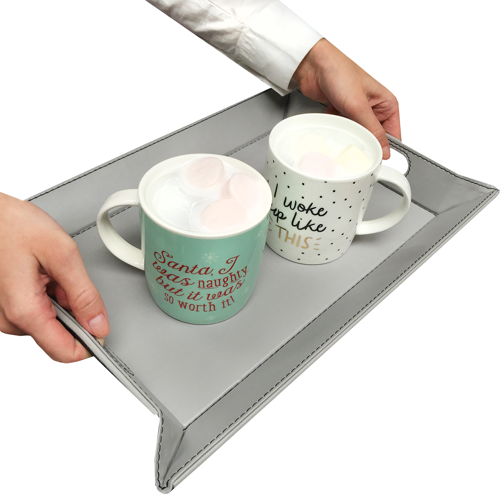 Freeform Serving Tray / Table Place Mat With Handle In Faux Leather eBay