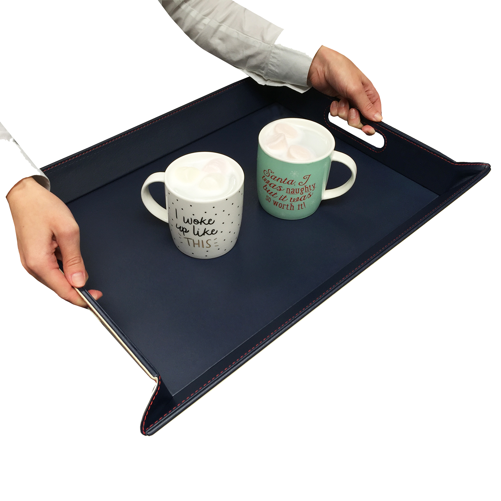 Freeform Serving Tray / Table Place Mat With Handle In Faux Leather eBay