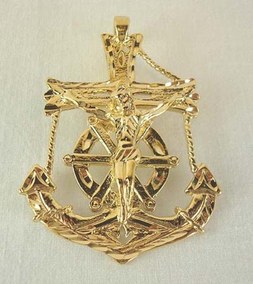 LARGE GOLD EP MARINER'S CROSS PENDANT Lifetime Warranty eBay