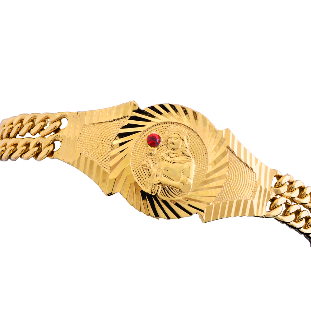 New Men'S 18K Gold Plated Jesus Id Bracelet 8" LIFETIME WARRANTY eBay