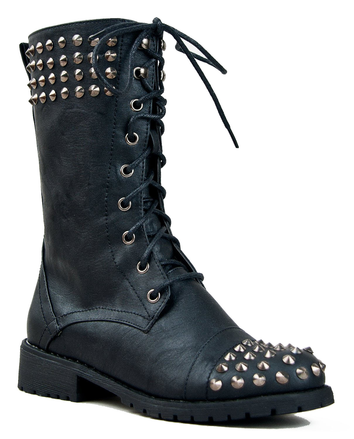 Harley 14 Womens Military Lace Up Studded Combat Boot