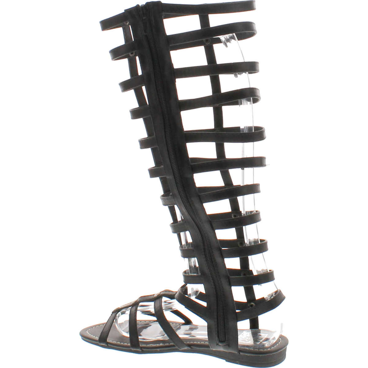 Bumper Lory-90 Women Leatherette Studded Gladiator Knee High Flat Sandal