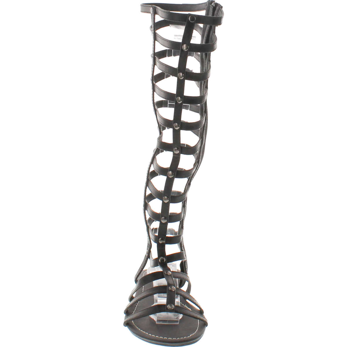 Bumper Lory-90 Women Leatherette Studded Gladiator Knee High Flat Sandal