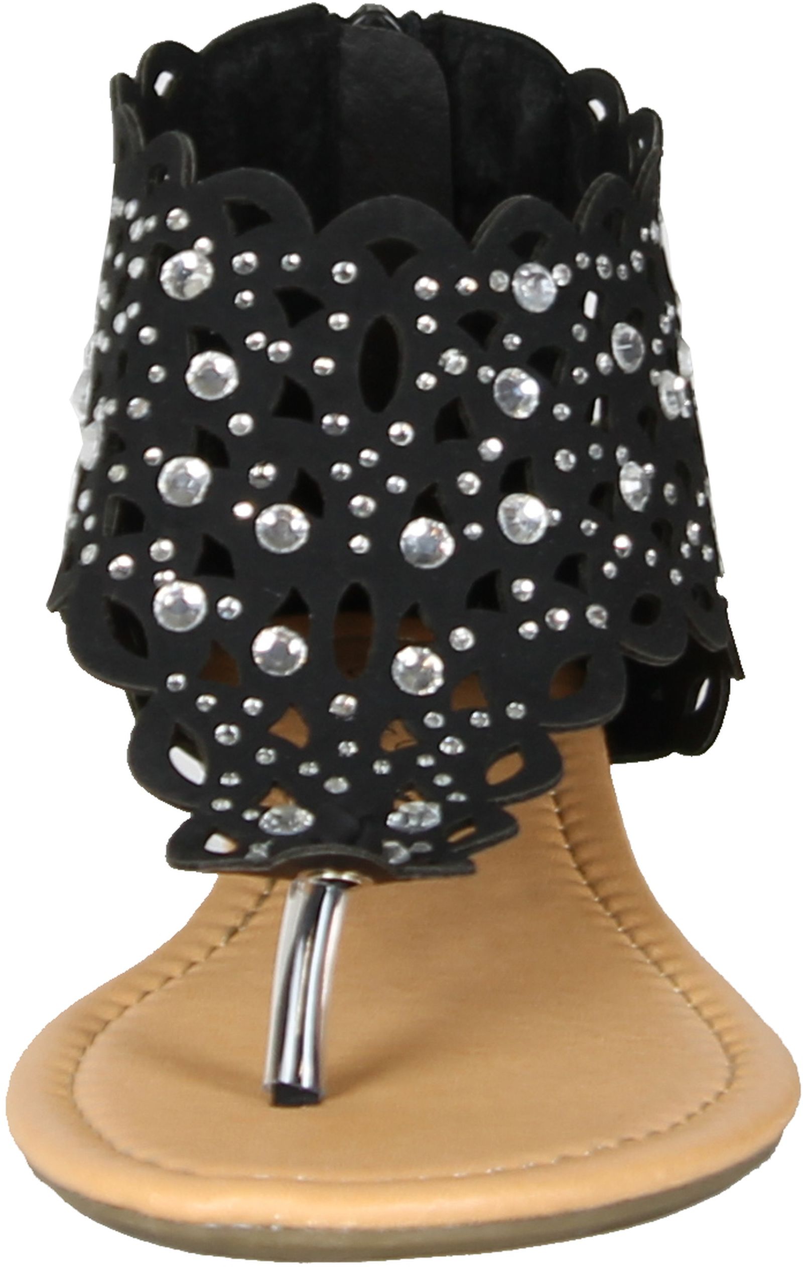 wedge thong sandals with rhinestones