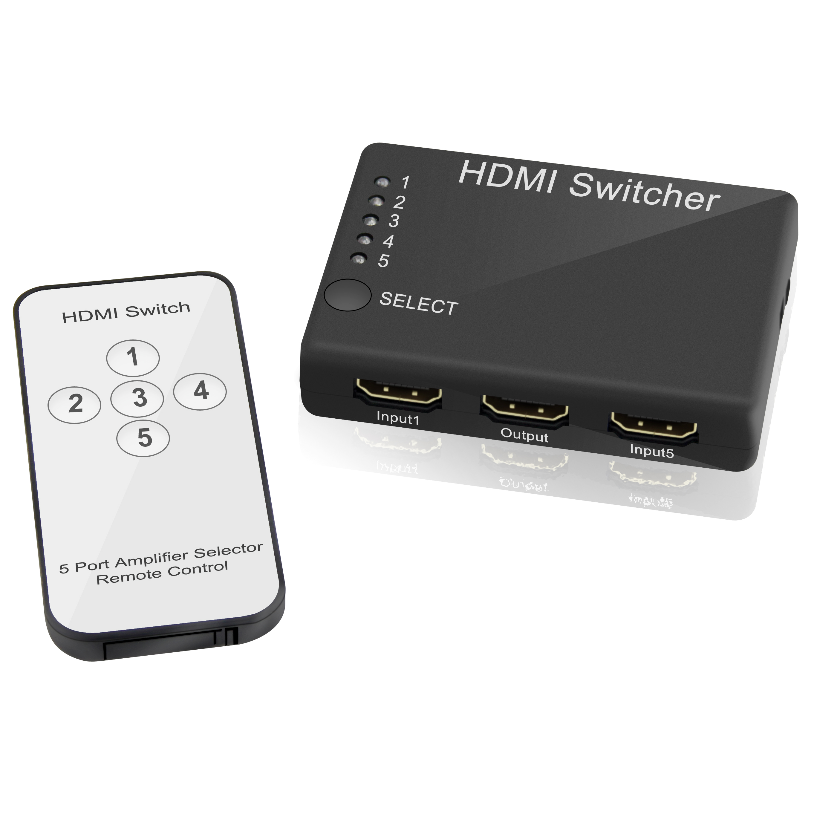 5 Port HDMI Switch Switcher IR Remote w/ Power Adapter HDTV Xbox 360