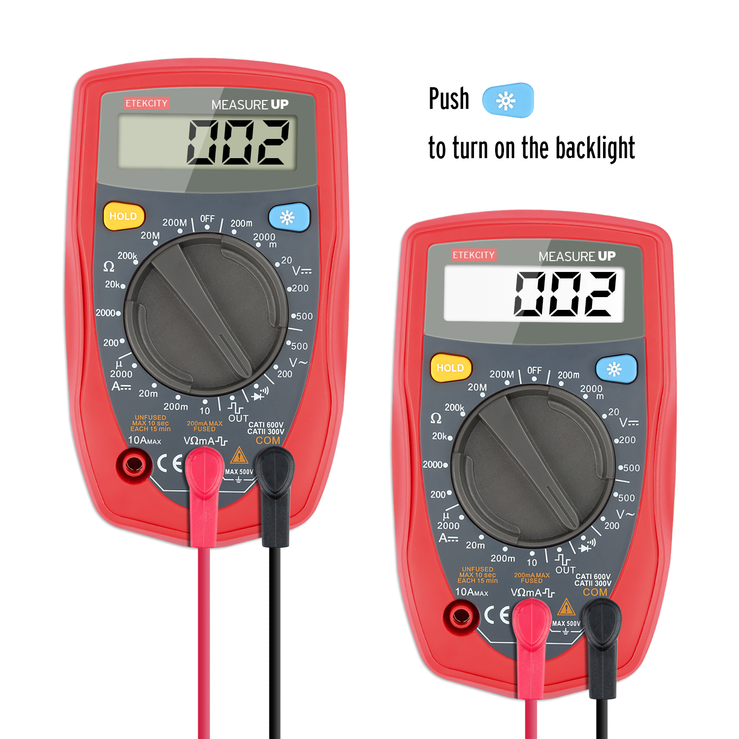 Etekcity MSRR500 Digital Multimeter Amp Ohm Volt Meter Continuity Test