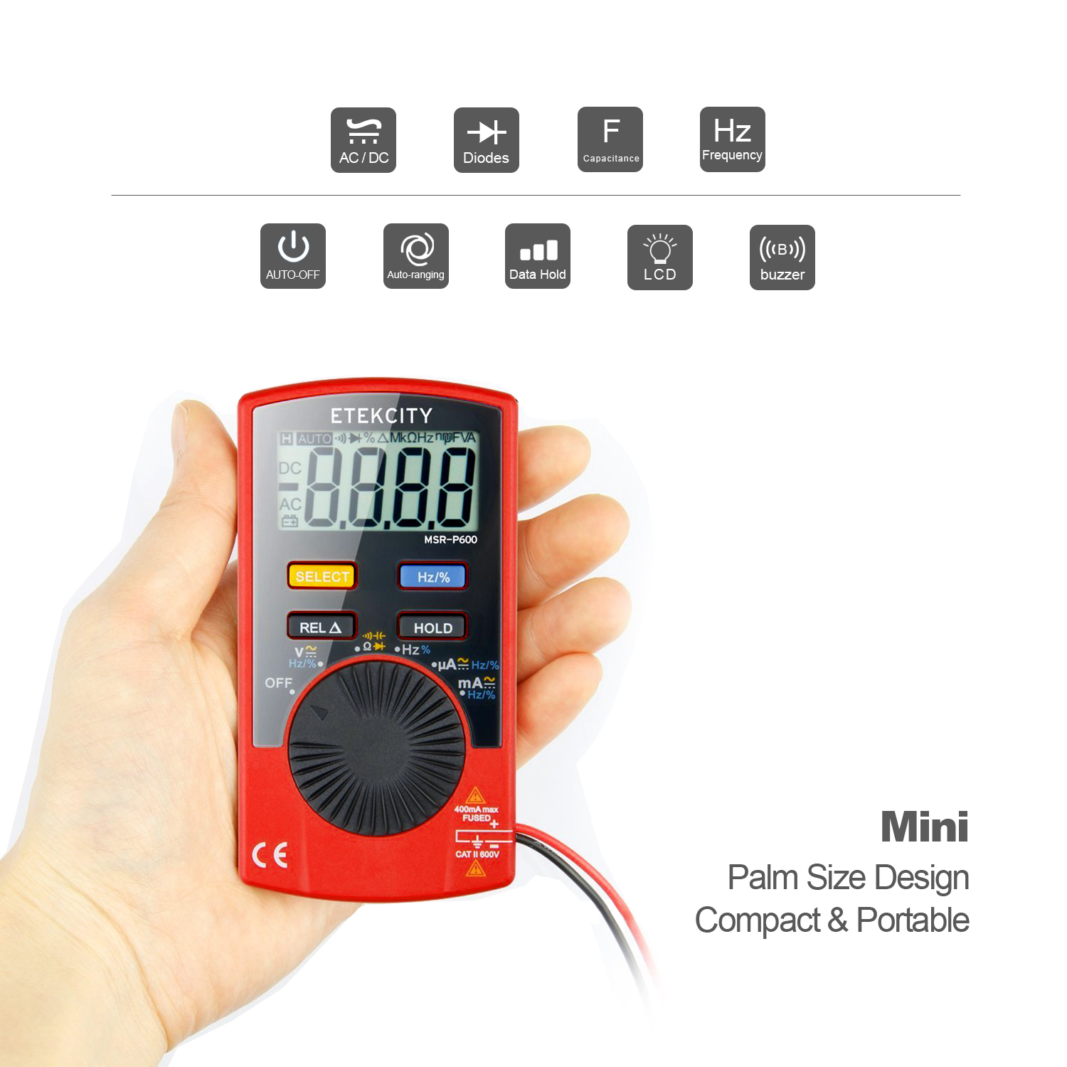 Etekcity MSRP600 Digital LCD Multimeter DMM Multi Tester with
