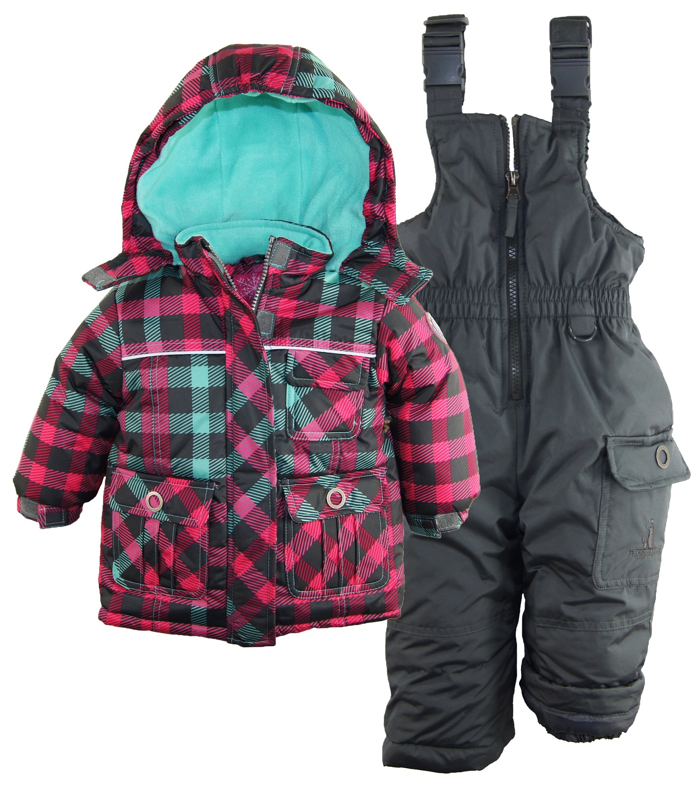 Rugged Bear Baby Girls' Classic Check Snowboard Jacket 2Pc Snowsuit Ski