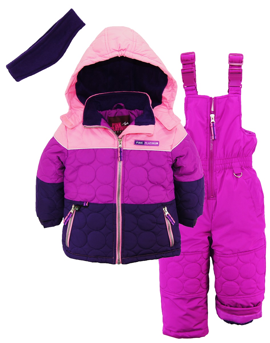 Pink Platinum Little Girls Snowsuit Quilted Jacket Snowboard Suit Ski