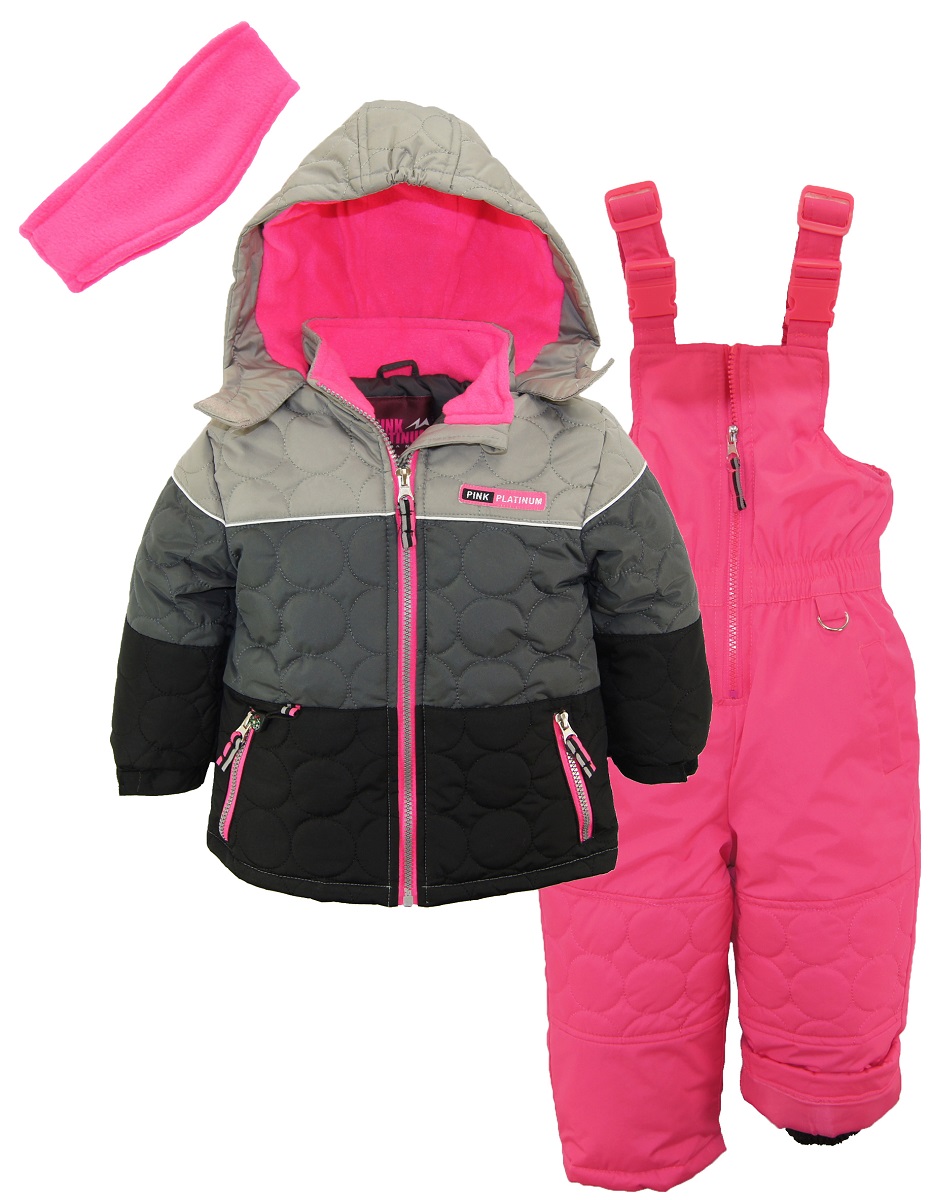 Pink Platinum Little Girls Snowsuit Quilted Jacket Snowboard Suit Ski