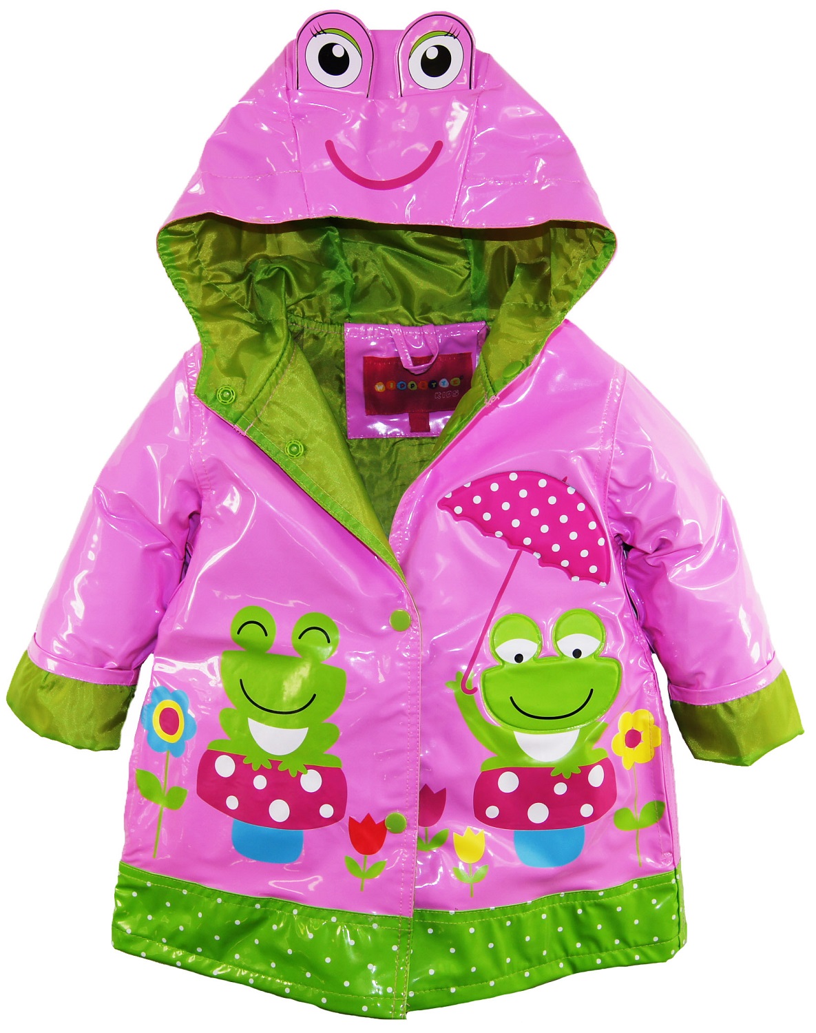 Wippette Little Girls Waterproof Vinyl Fully Lined Hooded Frog Raincoat Jacket eBay