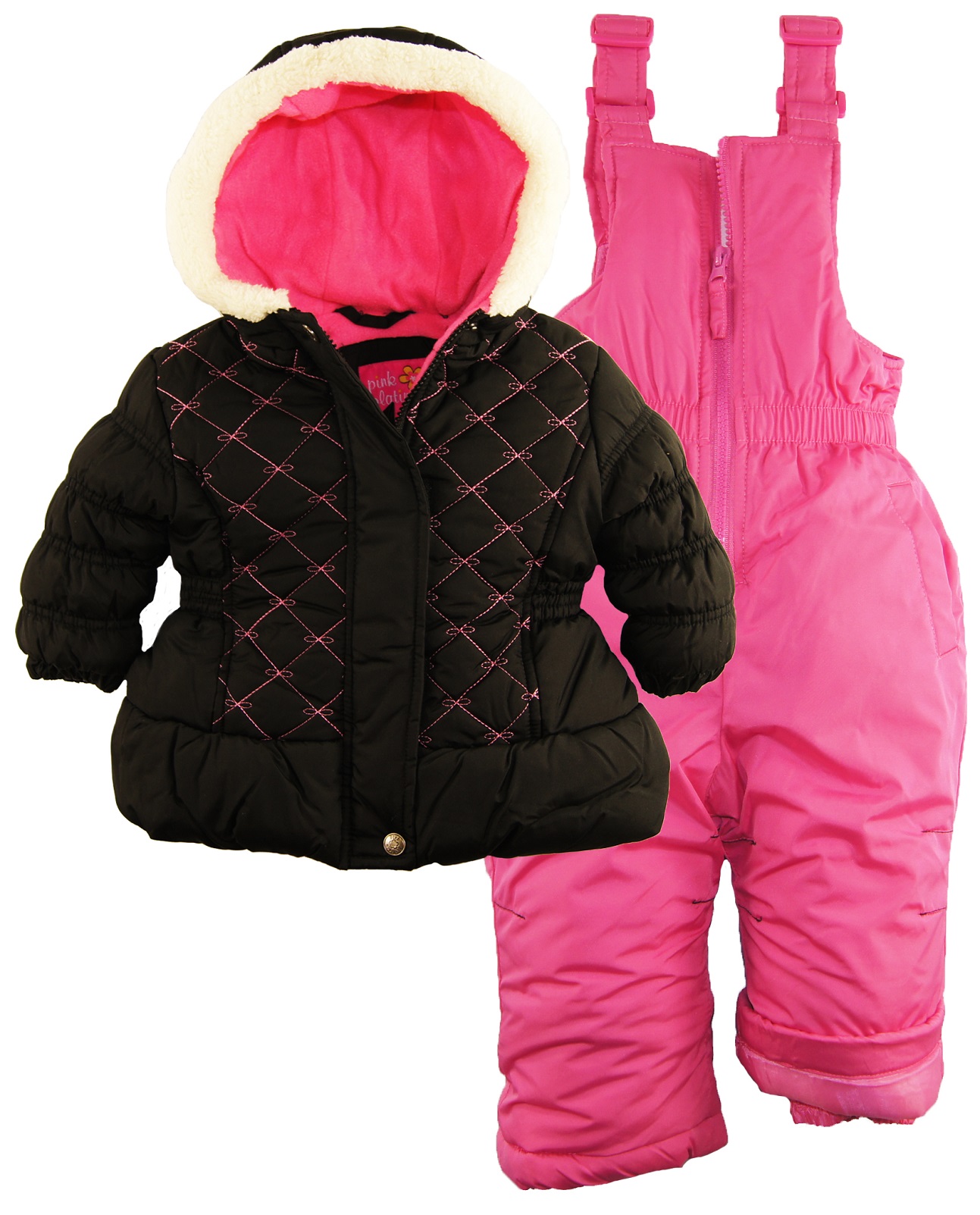 Pink Platinum Baby Girls Quilted Winter Puffer Jacket Snowsuit Ski Bib