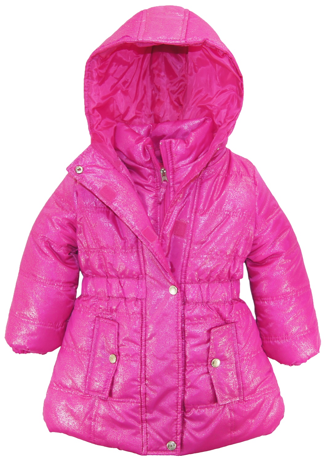 Pink Platinum Little Girls' All Over Spray Print Long Puffer Winter Jacket