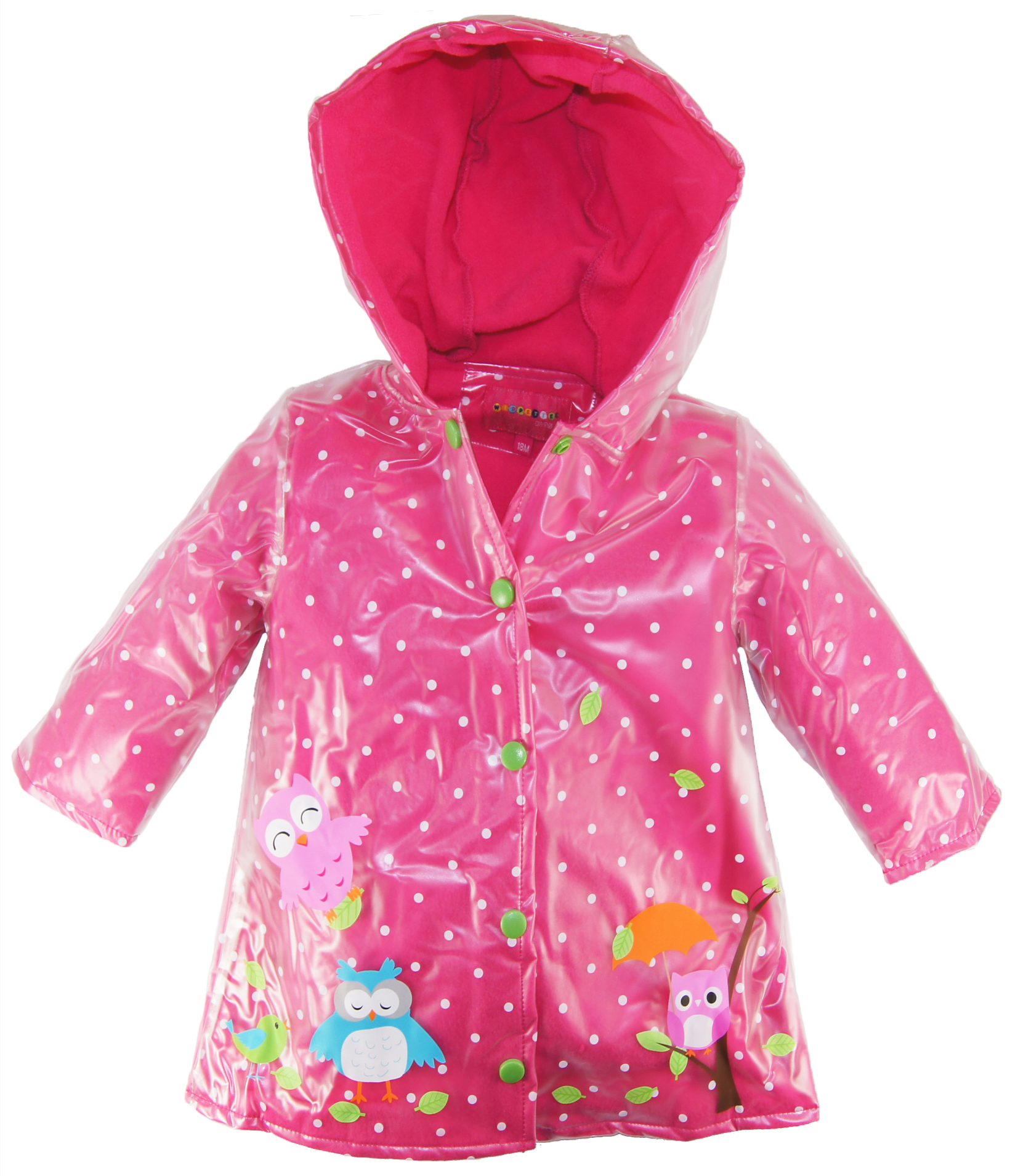 Wippette Baby Girls Infant Owl Hooded Rain Coat Jacket with Fleece