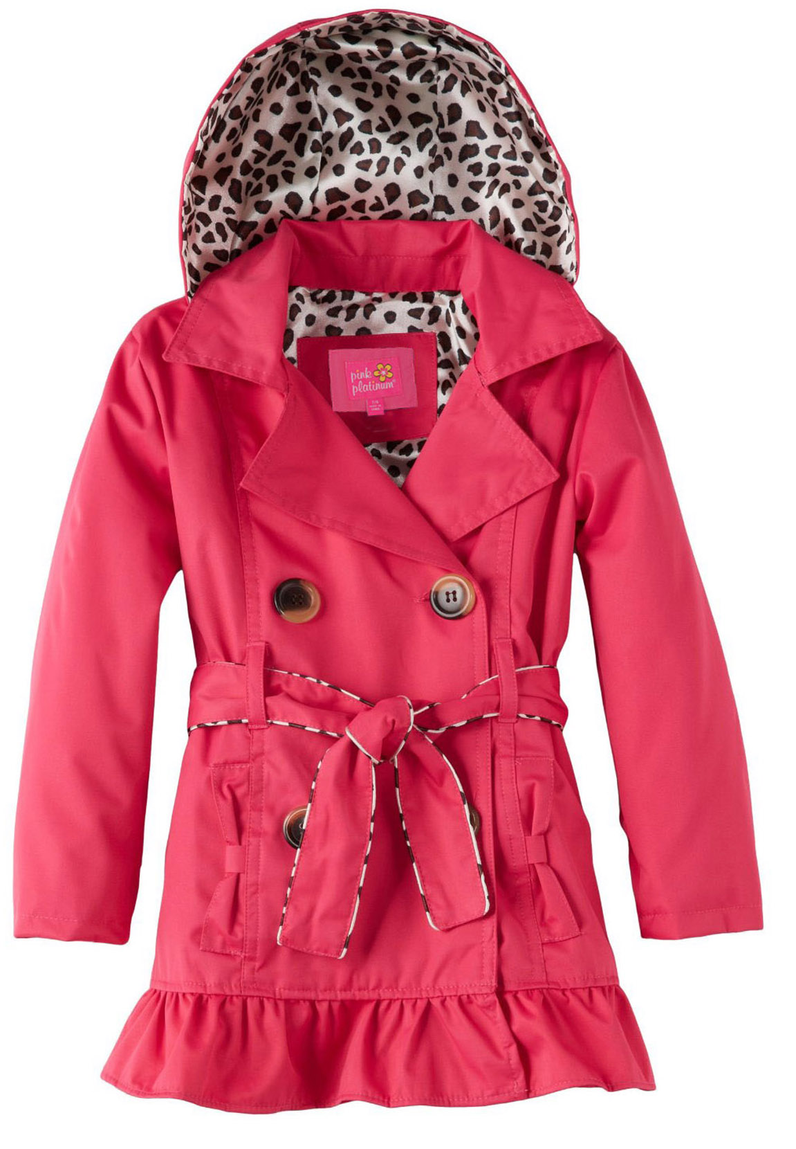 Pink Platinum Toddler Girls Eve's Leopard Lining Trench Raincoat Jacket
