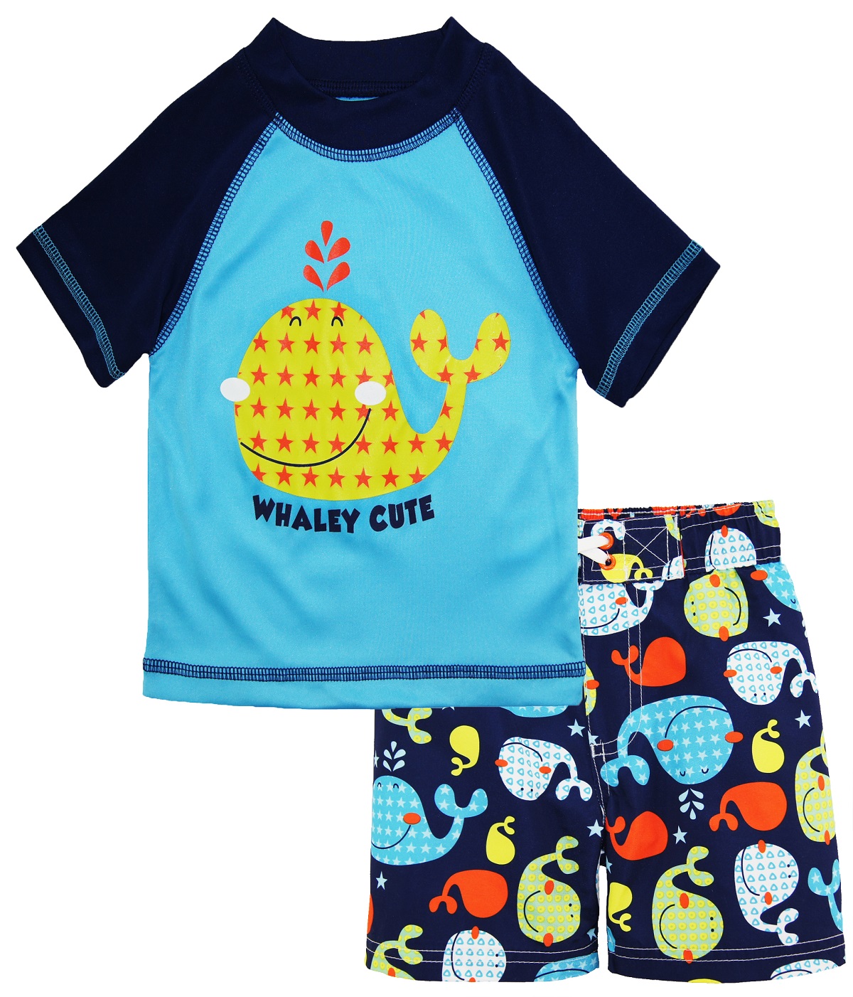 iXtreme Baby Boys Swimwear Cute Whale Board Shorts Swim Trunk Rashguard Set
