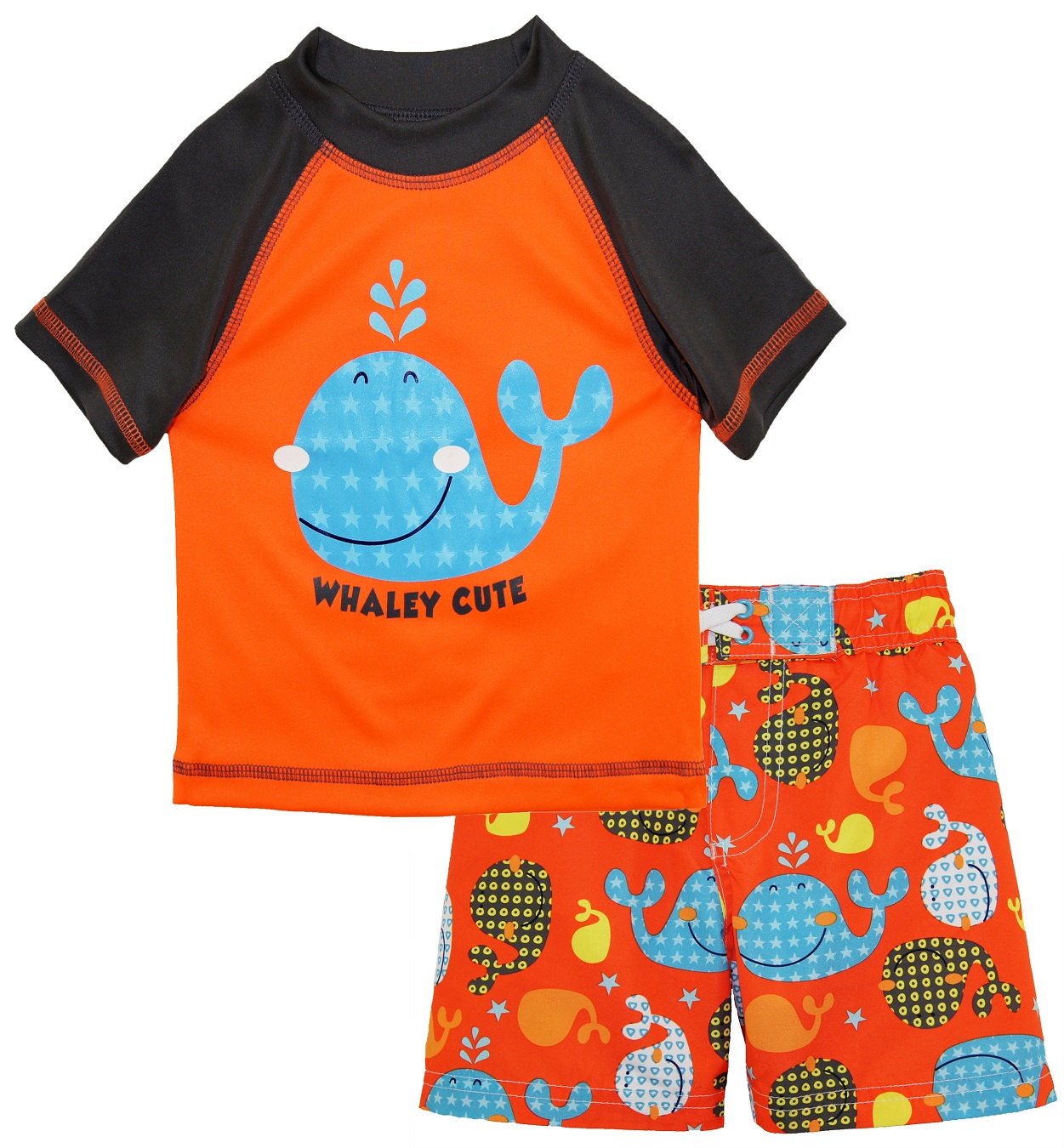 iXtreme Baby Boys Swimwear Cute Whale Board Shorts Swim Trunk Rashguard Set