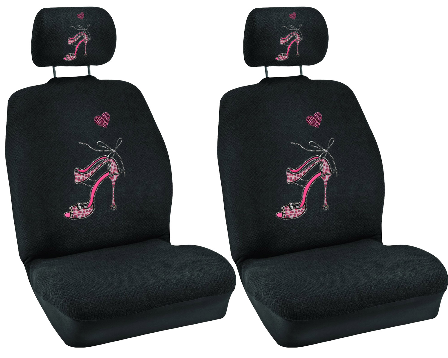 High Heel Pink Heart Crystal Studded Rhinestone Car Low Back Seat