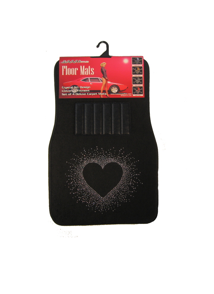 White Bling Heart Crystal Rhinestone Car Truck Floor Mats Seat Covers