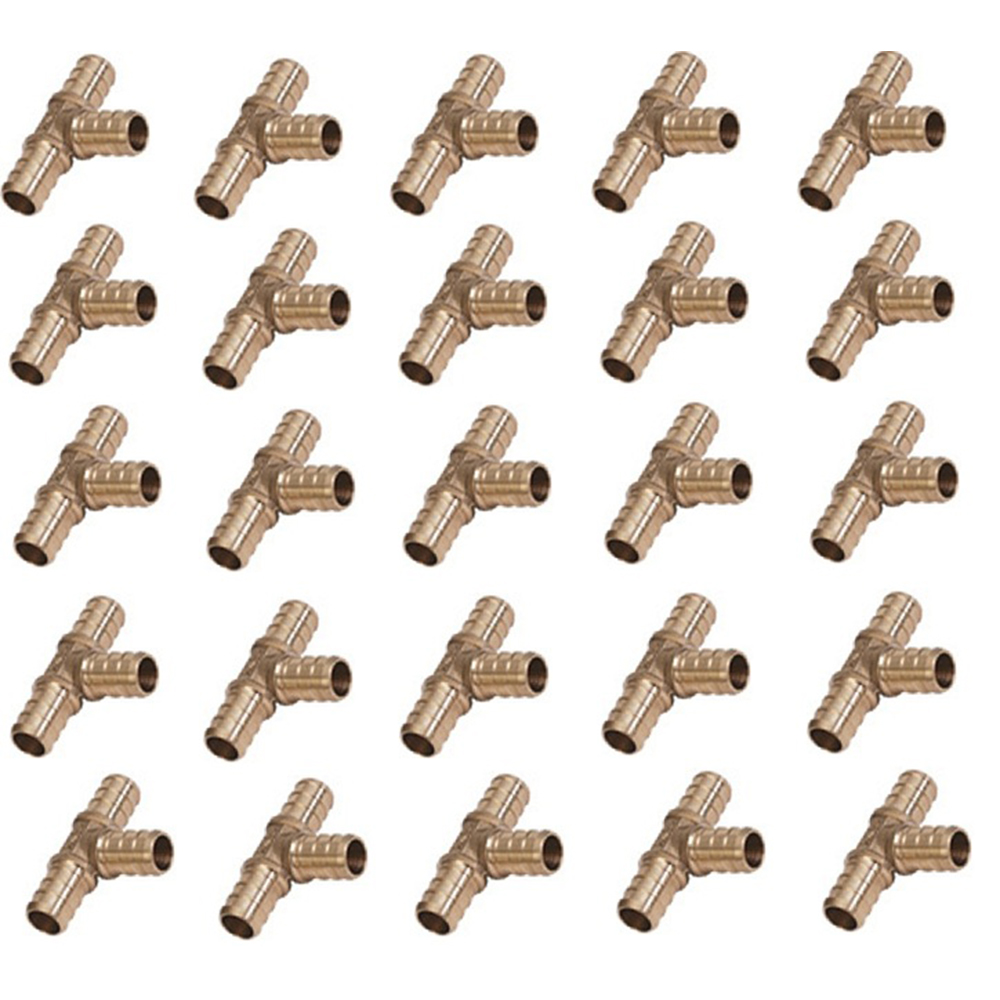Lead Free 1//2/" x 1//2/" x 1//2/" PEXworx Brass Pex Crimp Tee 25 Bag of