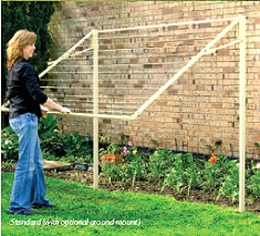 Folding frame clotheslines are common in Europe and Australia