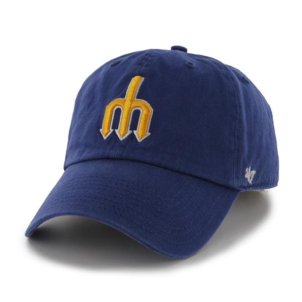 Seattle Mariners 47 Brand Blue Vintage 1977 Logo Clean Up Adjustable