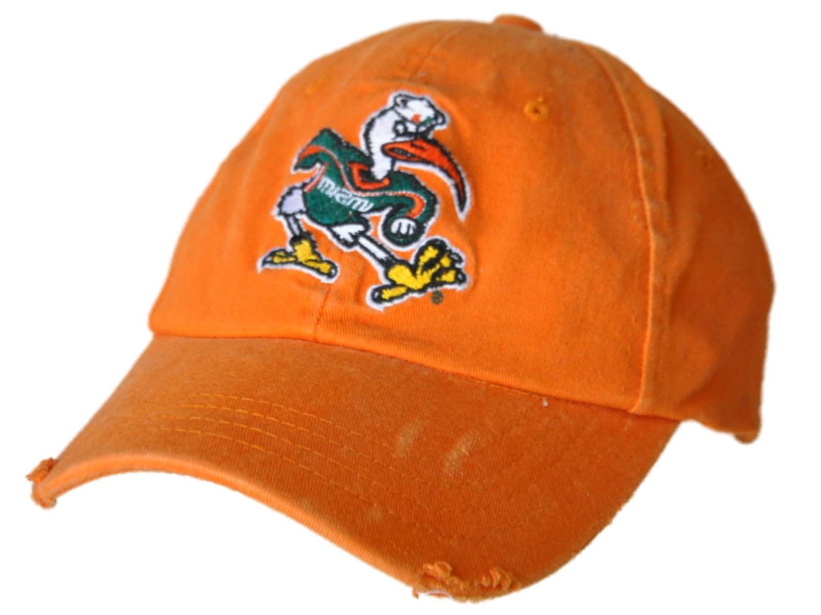 Miami Hurricanes Retro Brand Orange Worn Vintage Style Flexfit Hat Cap