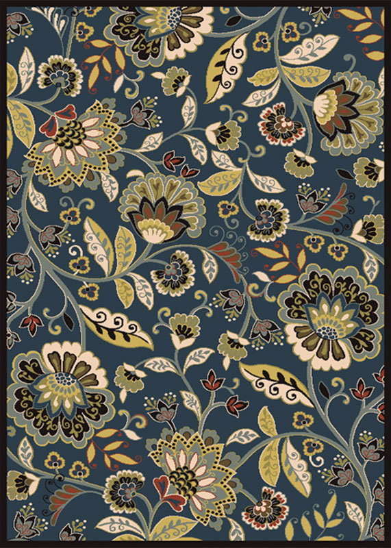 Casual Blue Floral Area Rug 8X10 Circle Vine 3216 Carpet Actual 7' 8