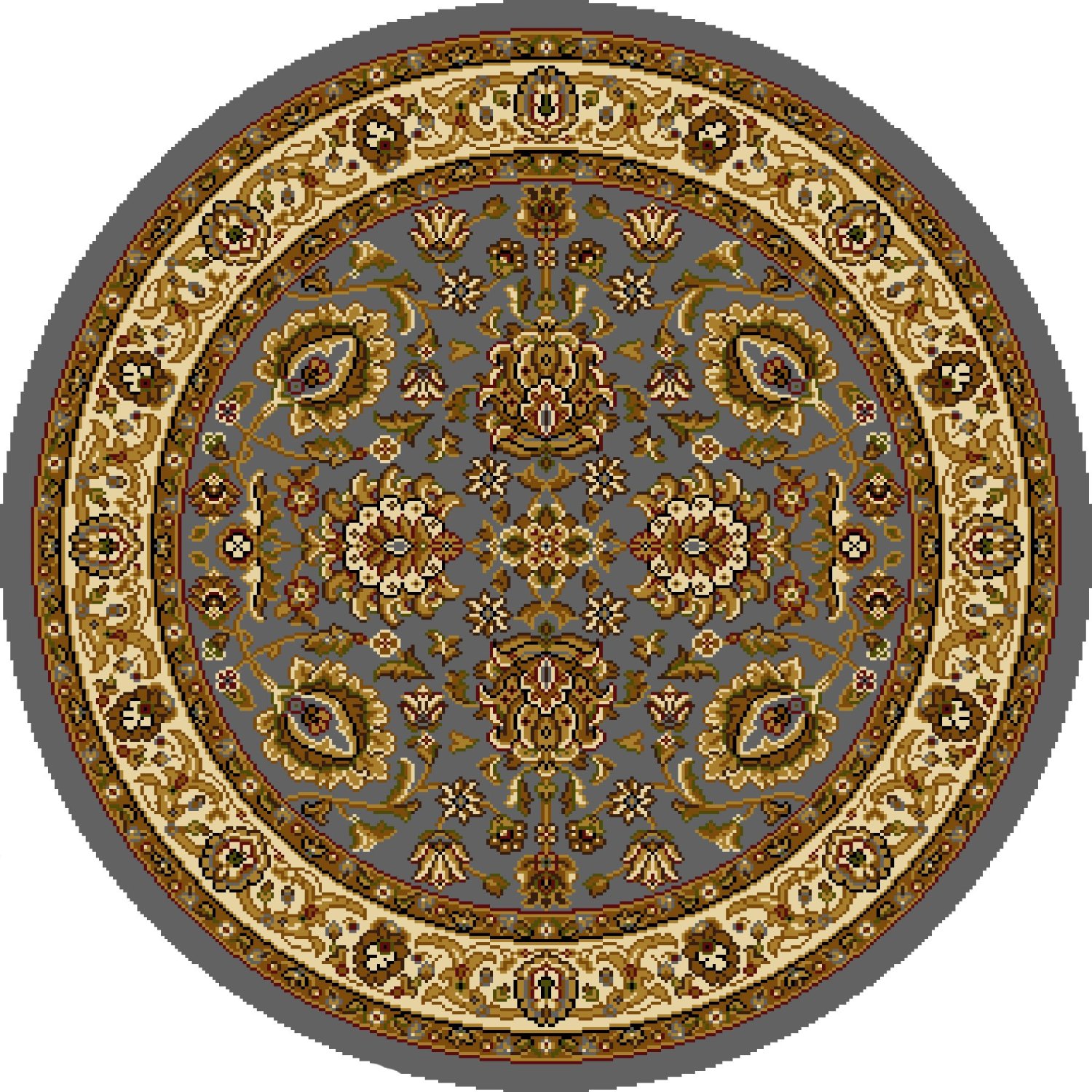 Blue Oriental Persian Round Area Rug 3x3 Bordered Carpet Actual 3'3