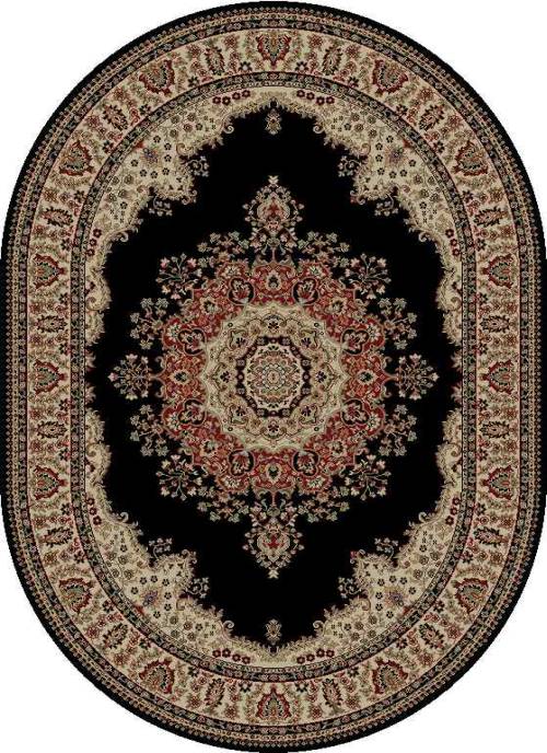 BLACK PERSIAN MEDALLION 5x8 OVAL AREA RUG ORIENTAL ACTUAL 5' 3" x 7