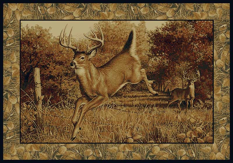 RUSTIC buck DEER lodge 5x8 area rug WILDLIFE cabin CARPET Actual Size