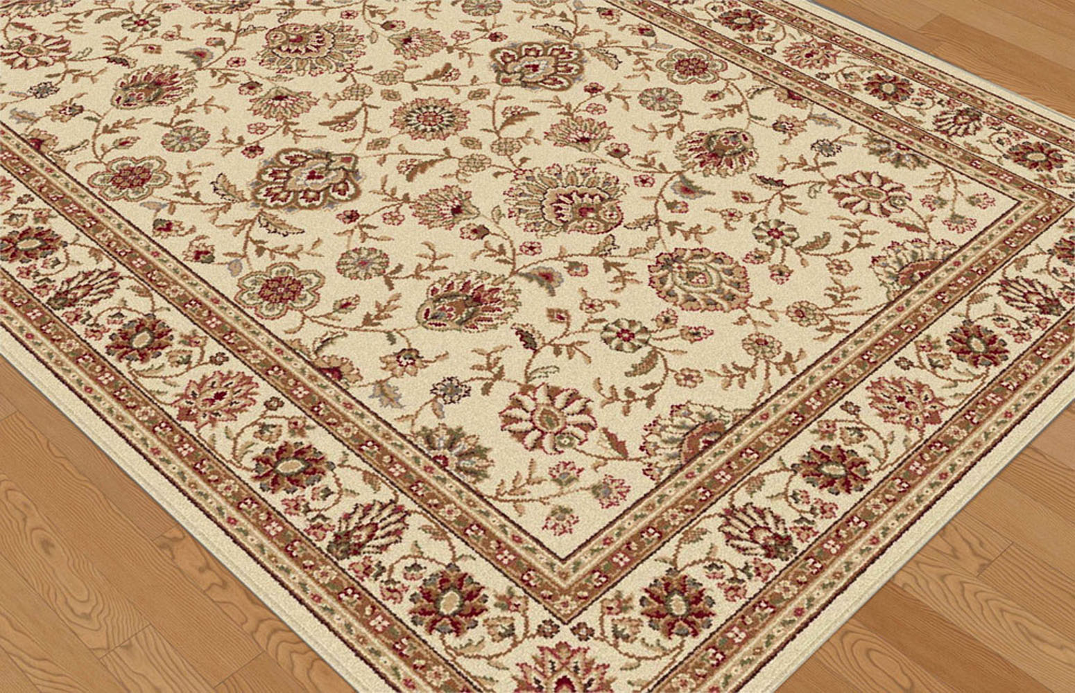 IVORY traditional PERSIAN floral AREA rug RED green BORDERED oriental