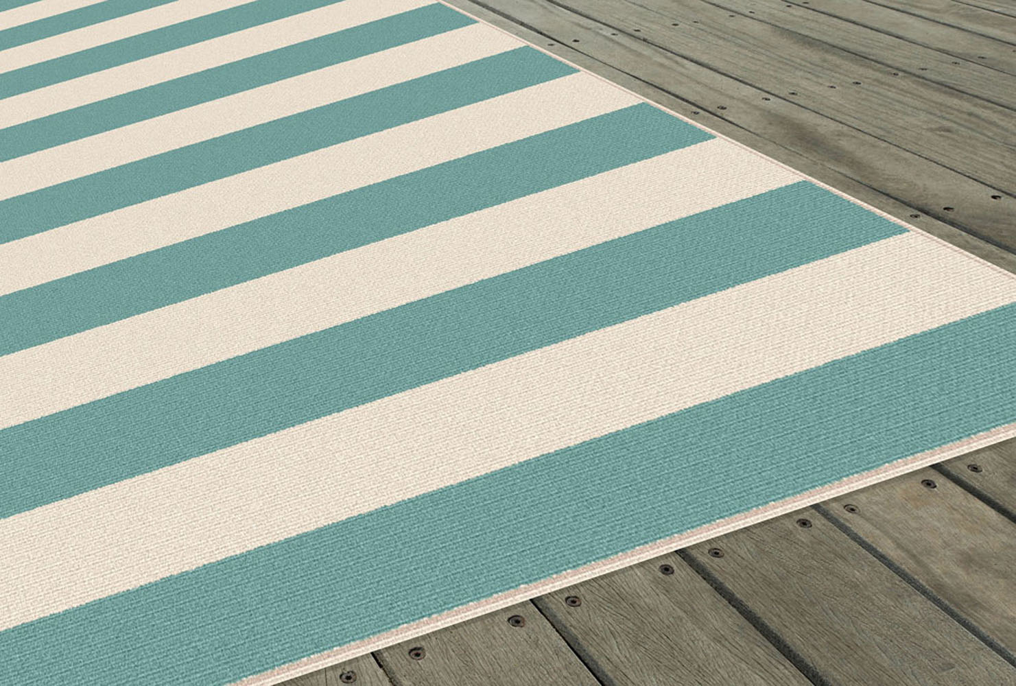 Garden City Aqua Transitional Casual Rows Outdoor Striped GCT1003 Area