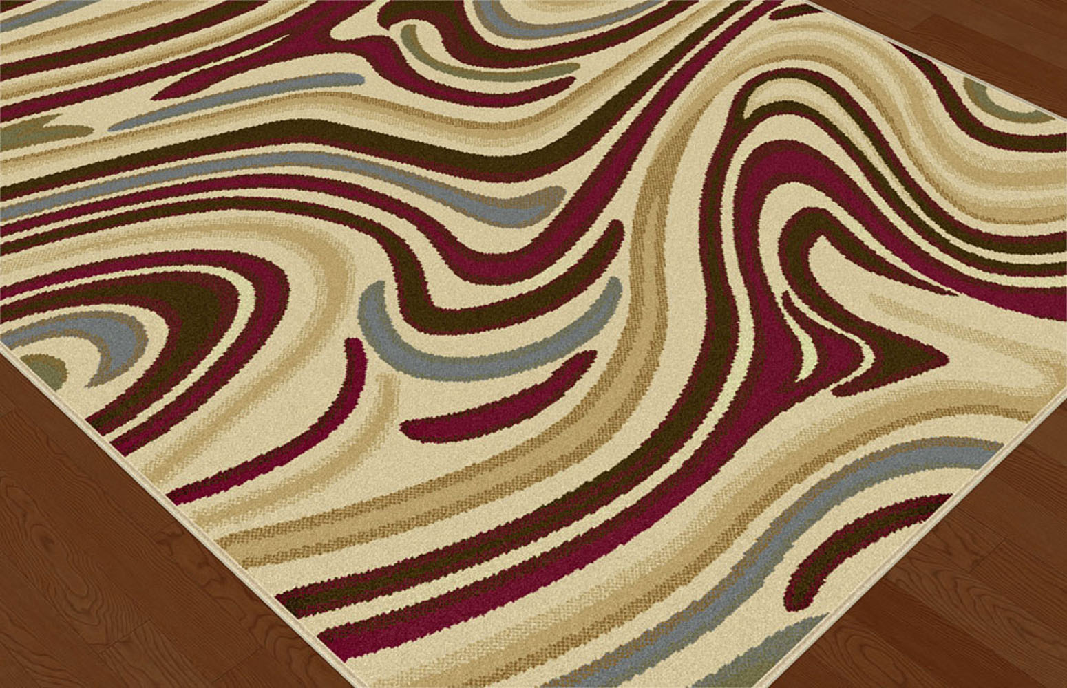MultiColor Contemporary Waves Area Rug Swirls Abstract Stripes Modern