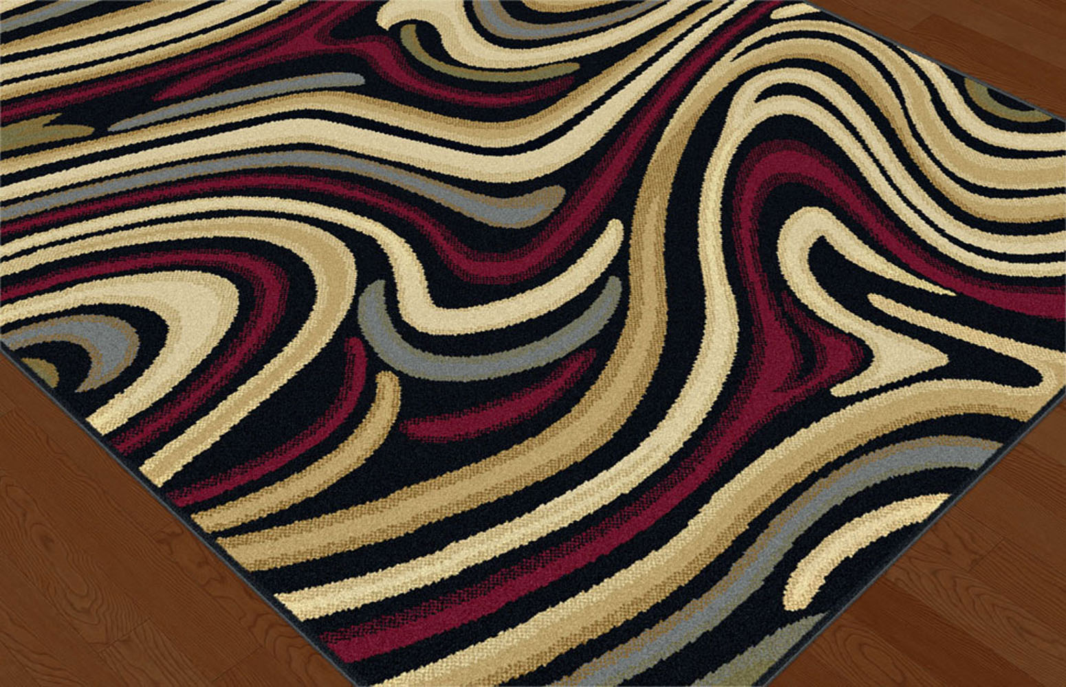 Gray Contemporary Wave Area Rug Swirl Abstract MultiColor Stripe
