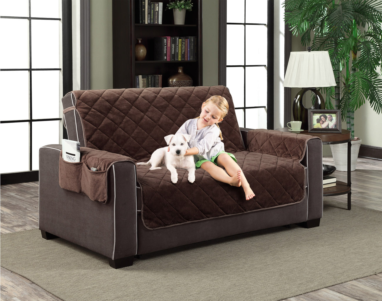 Plush Velour Slipcover Pet Dog Cat Couch Furniture Protector Cover with