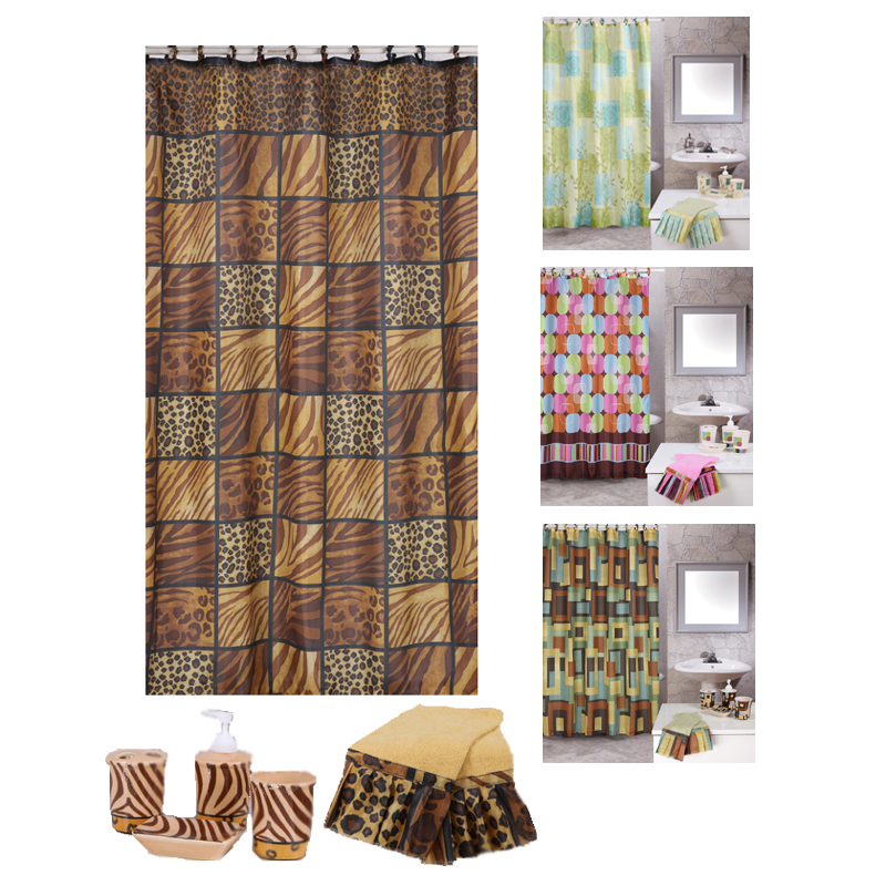 Modern-19-Piece-Bathroom-Accessories-Shower-Contemporary-Curtains-Towel-Set
