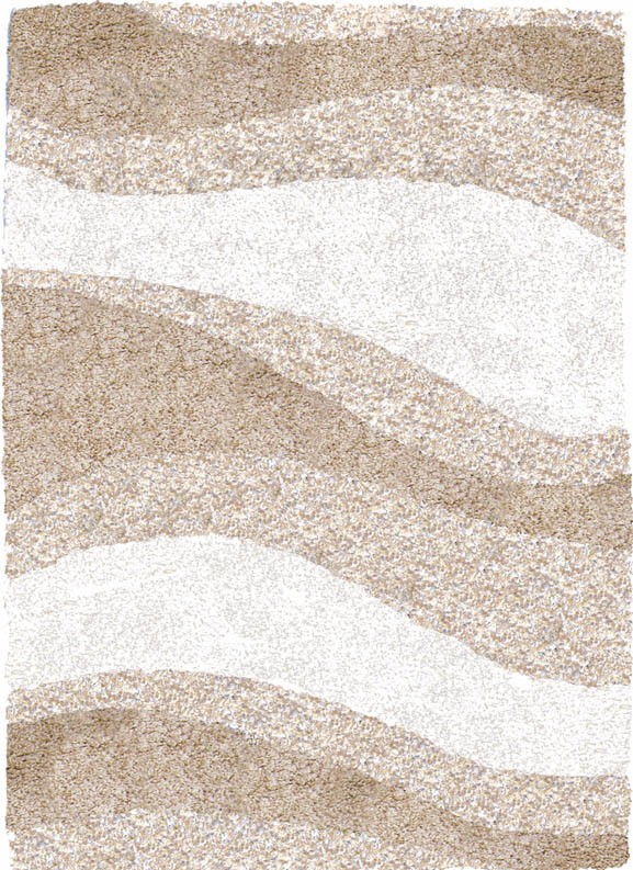 Contemporary Shag Ivory Beige Area RUG 3x5 Waves Retro Actual 39" X 55