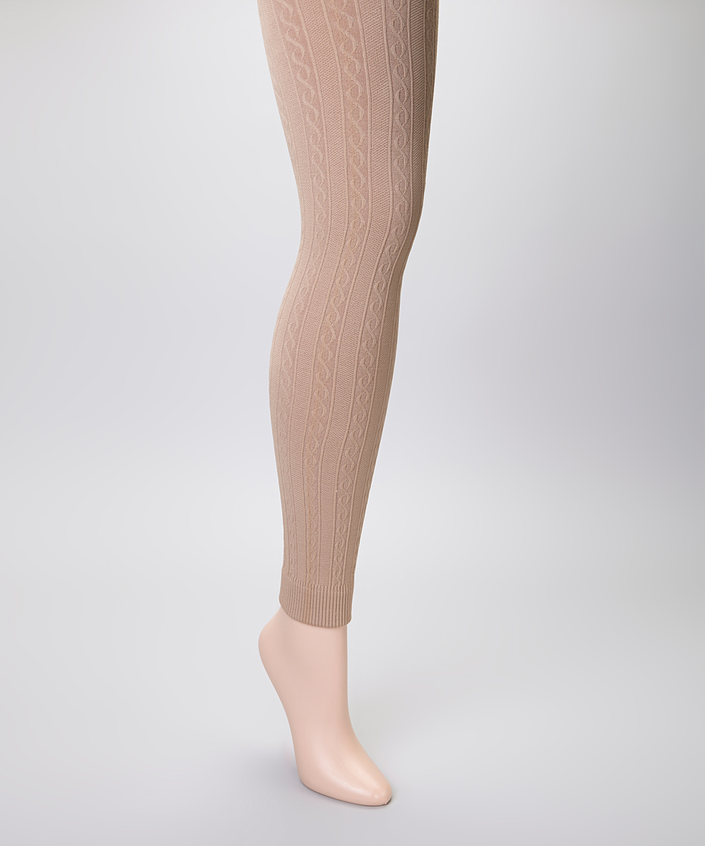 2Pack of Sofra Women's Seamless CableKnit FleeceLined Footless