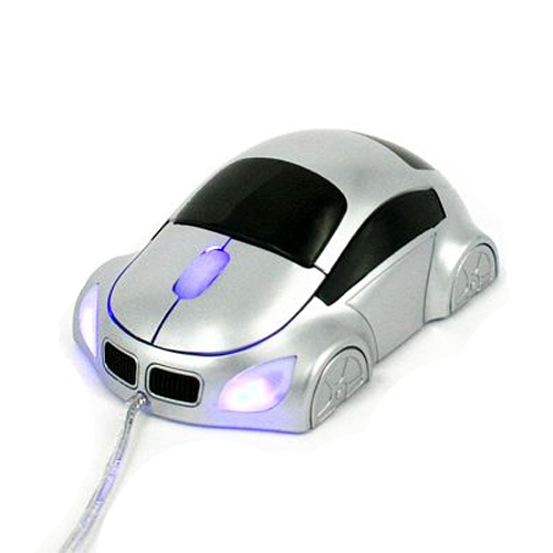 SILVER BMW Car Shape USB Optical PC Laptop Desktop Mouse Mice with LED