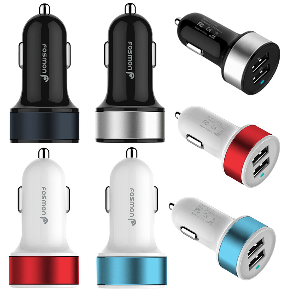 Dual USB 2 Port Car Charger 3.4A 17W Adapter w/ Built In LED & Safety