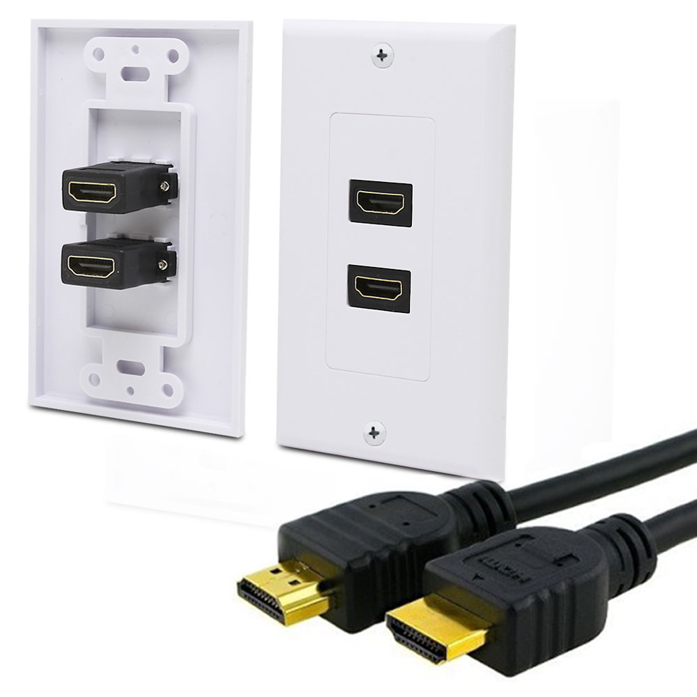 Dual Port v1.4 HDMI Wall Face Plate +25 FT OEM HDMI Cable for HD Wii U