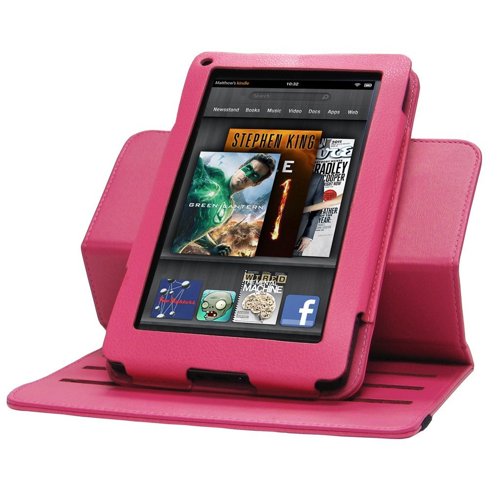 Fosmon Rotating Leather Case Cover for Amazon Kindle Fire 7" Tablet (Hot Pink) eBay