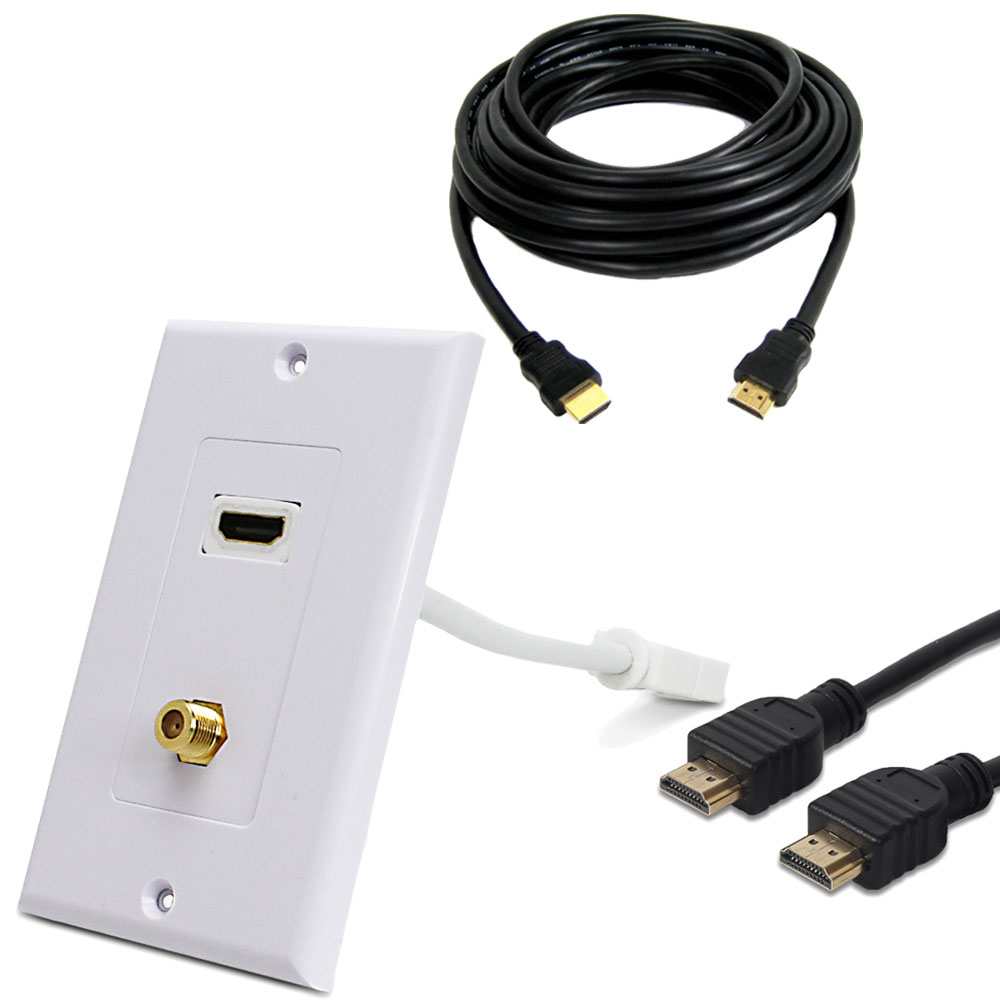 2x 6FT HDMI Cable Cord 30AWG + Wall Plate w/ High Speed & F