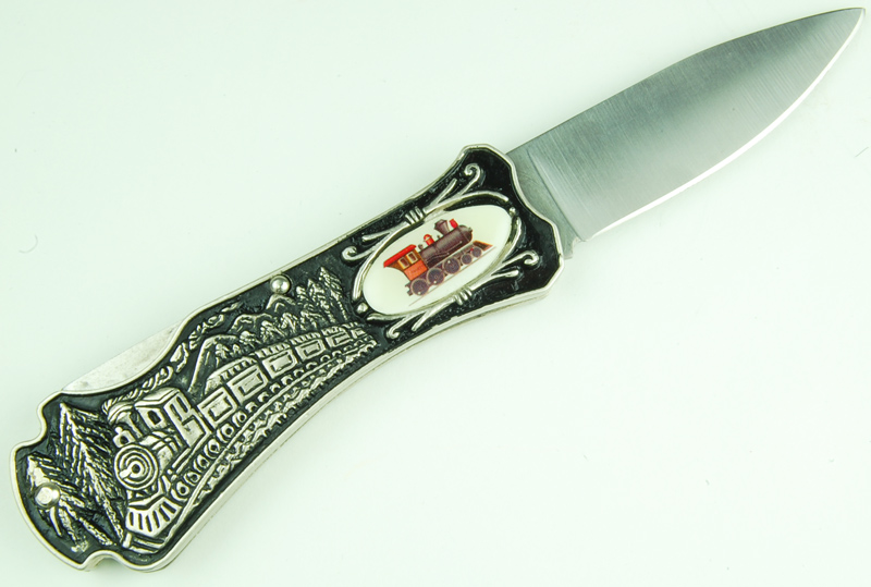 4" Antique Train Knife w/Wooden Display Case