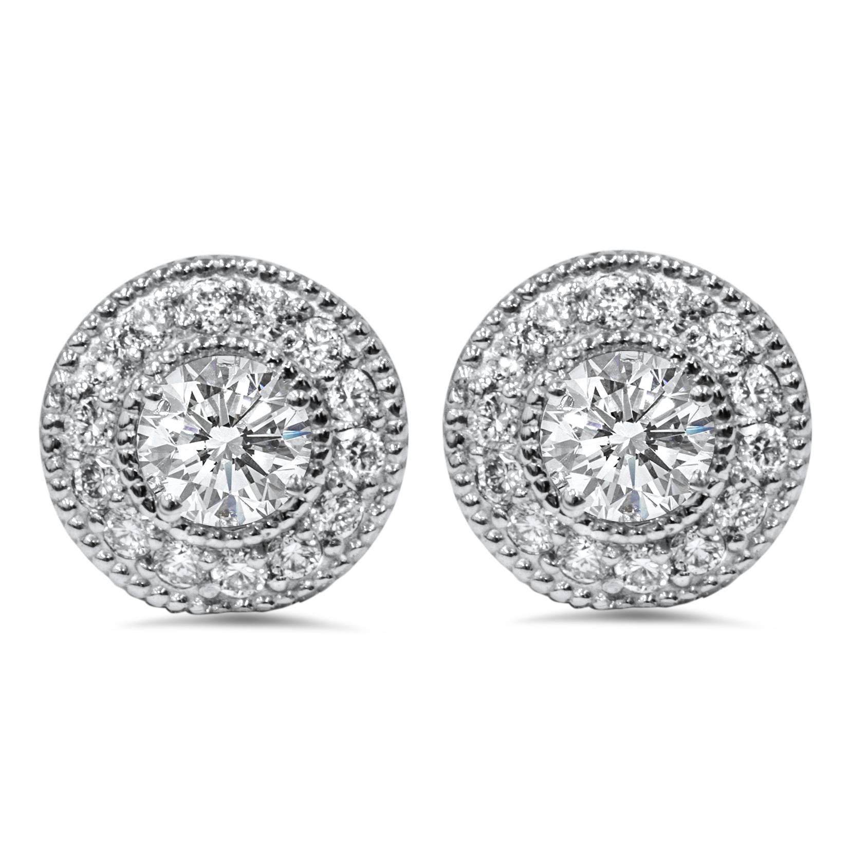 1 1/2ct Diamond Studs & Removable Earring Jackets 14K White Gold eBay