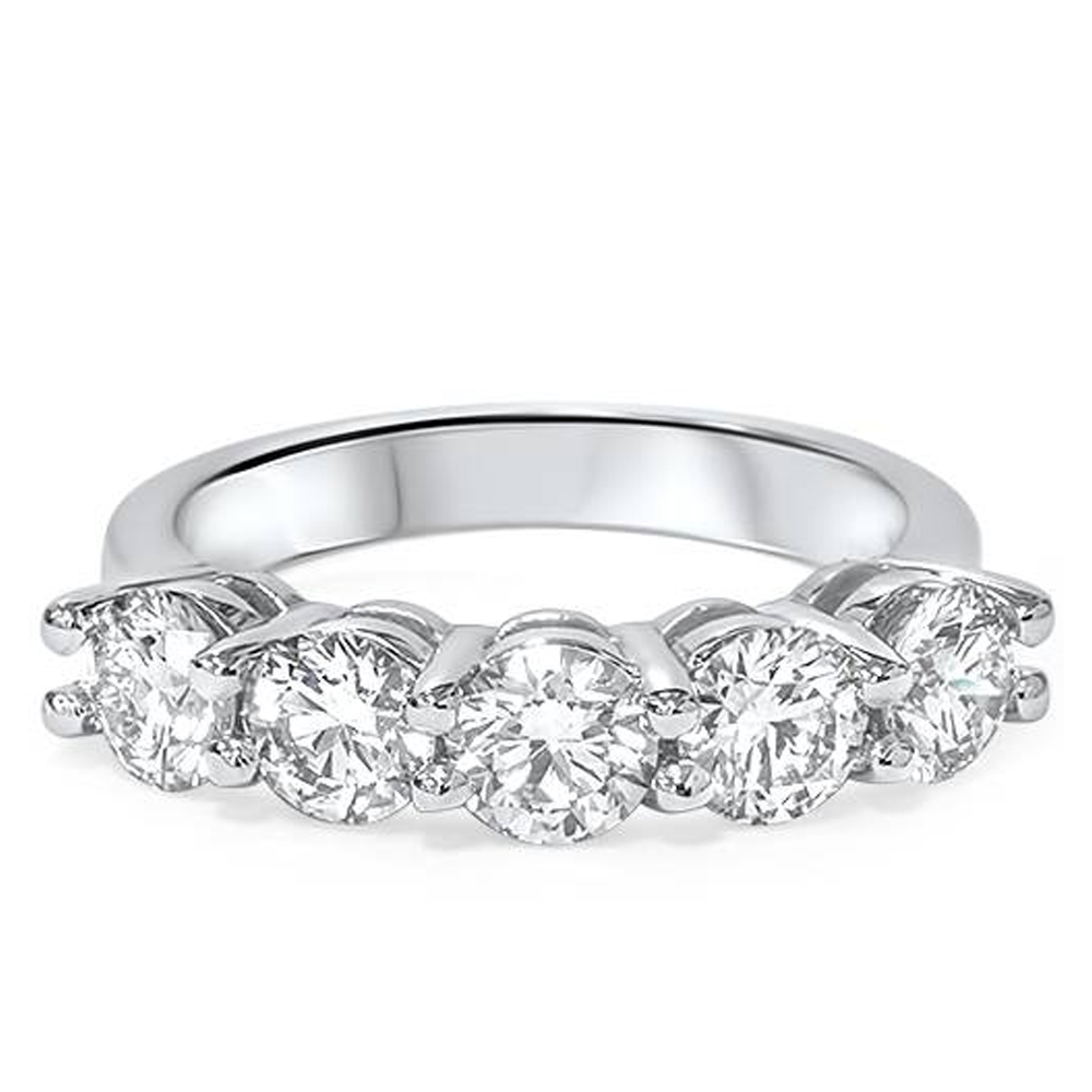 2 Carat 5Stone Round Lab Created Diamond Ring 14K White Gold eBay