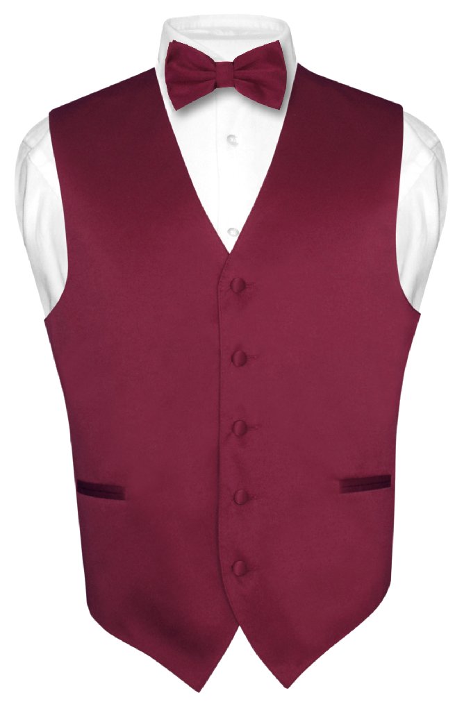 Men's Dress Vest BOWTie BURGUNDY Bow Tie Set for Suit or Tuxedo eBay